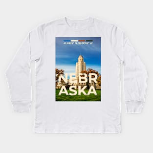 Nebraska Travel Poster Kids Long Sleeve T-Shirt
